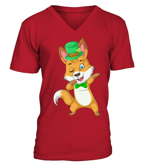 dabbing fox st patricks day Men's V-Neck T-shirt