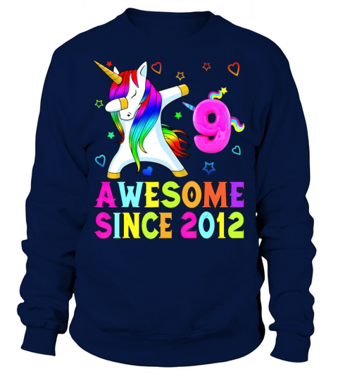 9 Years Old 9th Birthday Unicorn Dabbing Awesome Men's Sweatshirt