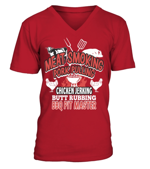 Meat Smoking Pork Pulling Chicken Jerking Men's V-Neck T-shirt