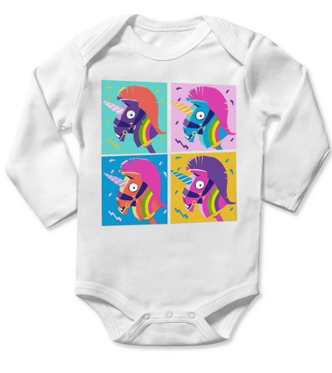 Fortnite Unicorn Llama Rainbow Long Sleeve Baby One-Piece