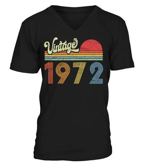 1972 Birthday Gift Vintage Born Made 1972 Retro Su Men's V-Neck T-shirt