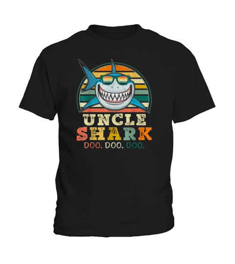 Retro Vintage Uncle Shark TShirt Funny Birthday Gi Kids T-Shirt