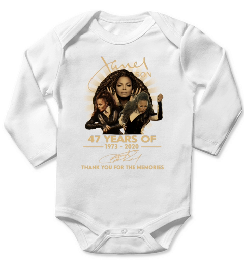 Janet Jackson 47 Years Of 1973 2020 Signature Thank You For The Memories shirt Long Sleeve Baby One-Piece