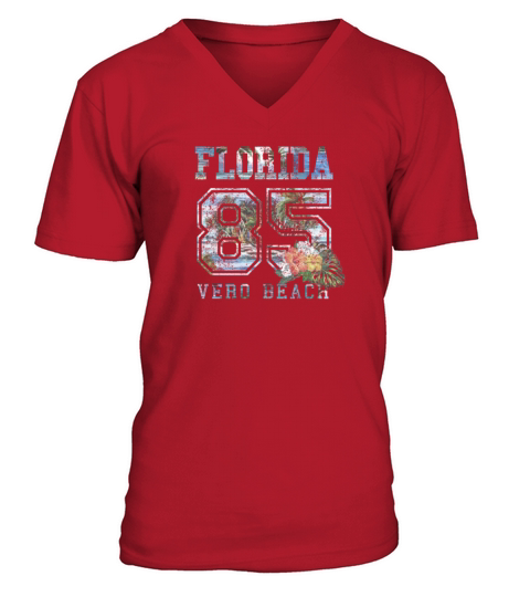 Old School Vero Beach Vacation Souvenir Family Men's V-Neck T-shirt