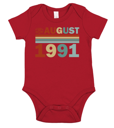 30th Birthday August Vintage 1991 Gift Idea Short Sleeve Baby One-Piece