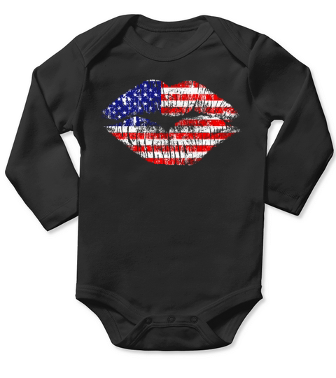 usa kiss Long Sleeve Baby One-Piece