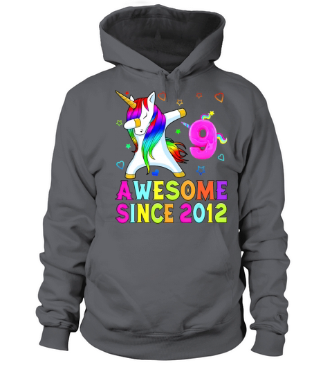 9 Years Old 9th Birthday Unicorn Dabbing Awesome Women's Hoodie