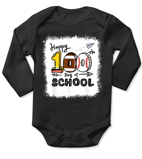 Happy 100th Day Of School Teacher Student 100 Days Long Sleeve Baby One-Piece