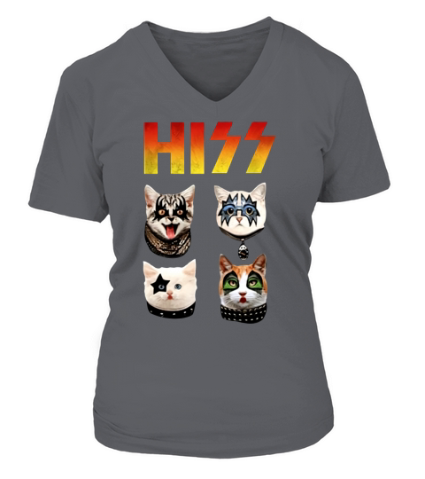 Hiss Rock Band Kiss Cat V-neck T-Shirt Woman
