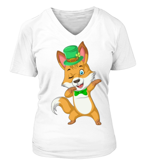 dabbing fox st patricks day Women's V-Neck T-shirt