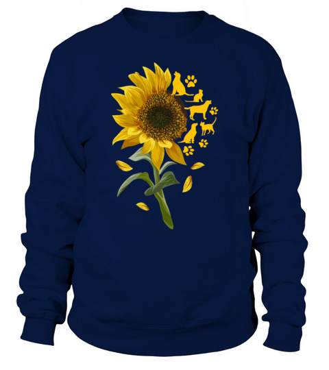 Sunflower with Dog and Cat Paw Feline Puppy Art Women's Sweatshirt