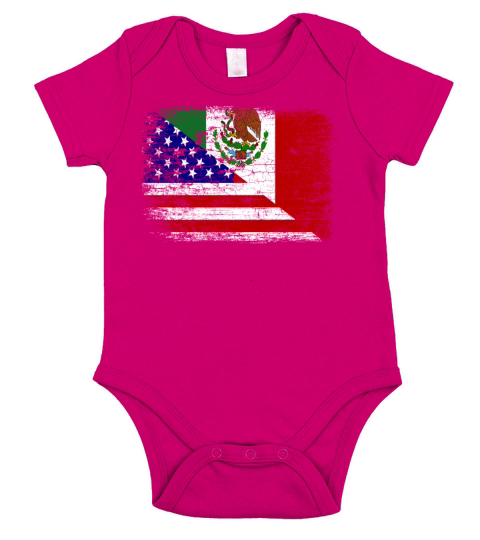 Vintage Mexican American Flag Short Sleeve Baby One-Piece