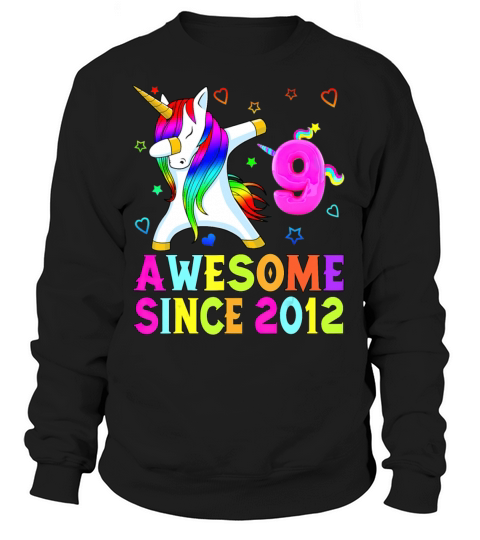 9 Years Old 9th Birthday Unicorn Dabbing Awesome Women's Sweatshirt