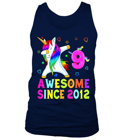9 Years Old 9th Birthday Unicorn Dabbing Awesome Men's Tank Top