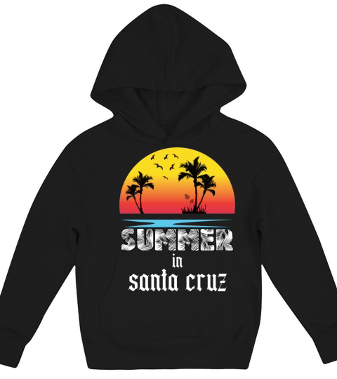 Summer in santa cruz beach holiday palm trees Kids Hoodie