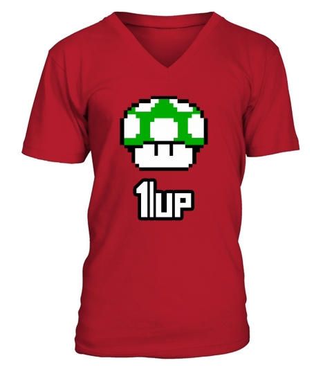 1up Mushroom - Hat V-Neck T-shirt