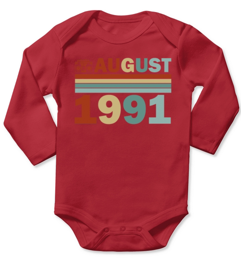 30th Birthday August Vintage 1991 Gift Idea Long Sleeve Baby One-Piece