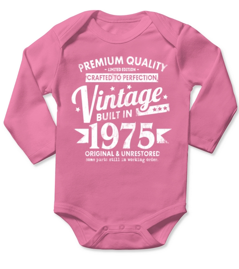VINTAGE BUILT IN 1975 RETRO 46TH BIRTHDAY GIFT Long Sleeve Baby One-Piece