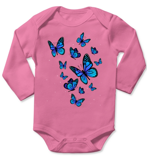 Blue Butterfly Art Garden Beautiful Butterflies Long Sleeve Baby One-Piece