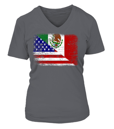 Vintage Mexican American Flag Women's V-Neck T-shirt