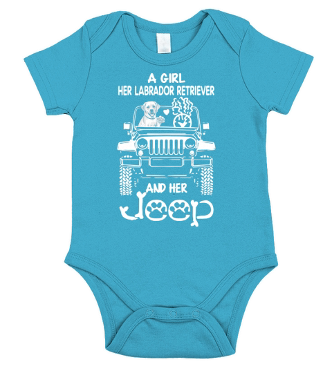 A Girl Her LABRADOR RETRIEVER And Her Jeep T-shirt Short Sleeve Baby One-Piece