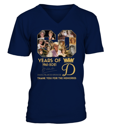 60 Years Of 1961 2021 Diana Frances Spencer Thank You For The Memories V-Neck T-shirt
