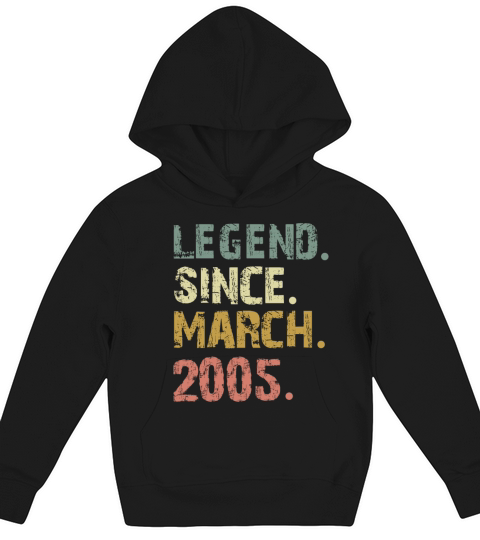 Retro Vintage Legend Since March 2005 Birthday 16 Kids Hoodie