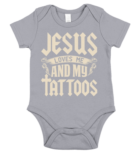 Jesus Loves Me And My Tattoos Inked Tattoo Short Sleeve Baby One-Piece