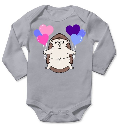 Hedgehog Heart Balloon Omnisexual Pride Long Sleeve Baby One-Piece