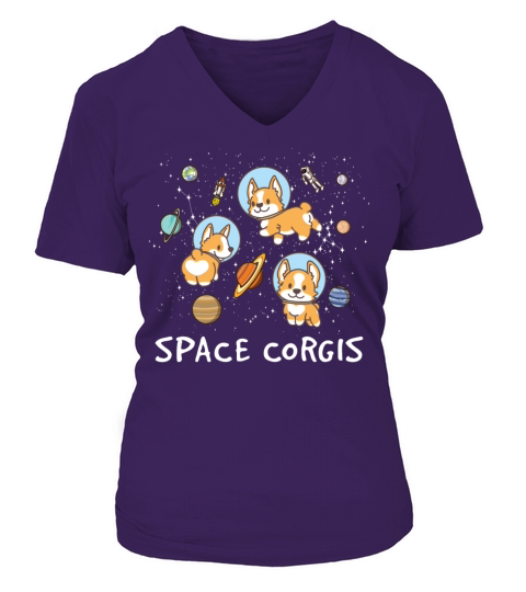 Space corgis Women's V-Neck T-shirt