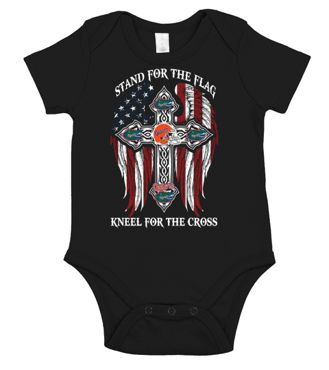 Stand For The Flag Kneel For The Cross - Frontside Short Sleeve Baby One-Piece