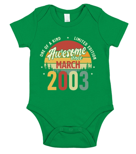 Beautiful Retro Vintage Awesome since March 2003 Short Sleeve Baby One-Piece