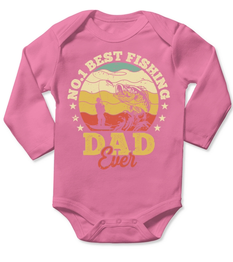 No 1 Best Fishing Dad Ever Long Sleeve Baby One-Piece