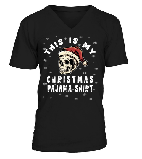 Vintage Santa Skull Hat Christmas Pajama Shirt Men's V-Neck T-shirt