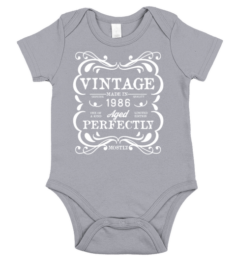 1986 Vintage born in Retro age Birthday gift idea Short Sleeve Baby One-Piece