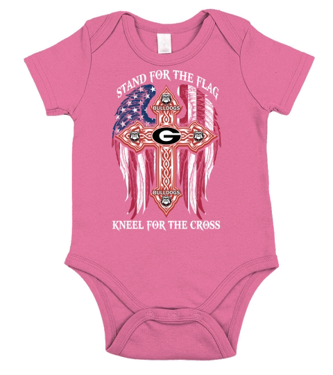 Georgia Bulldogs stand for the flag kneel for the cross Georgia Bulldogs black back shirt Short Sleeve Baby One-Piece