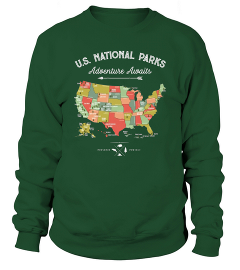 National Park Map Vintage T Shirt - All 59 National Parks Sweatshirt Unisex