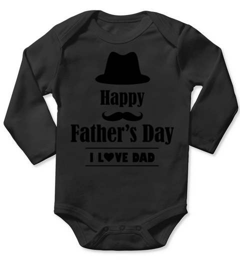 Happy Fathers Day 5 Black Long Sleeve Baby One-Piece