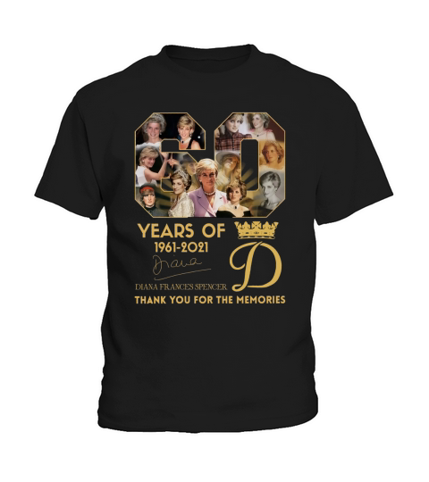 60 Years Of 1961 2021 Diana Frances Spencer Thank You For The Memories Kids T-Shirt