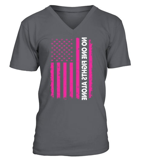 No One Fights Alone Breast Cancer Survivor Men's V-Neck T-shirt