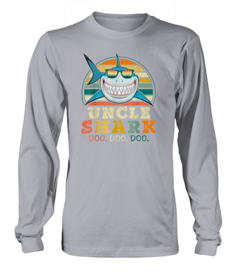 Retro Vintage Uncle Shark TShirt Funny Birthday Gi Men's Long Sleeve