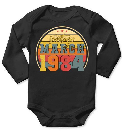 Born March 1984 Retro Long Sleeve Baby One-Piece