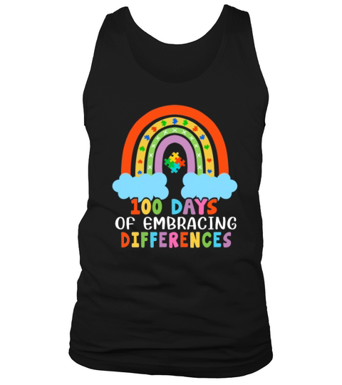 Autism Rainbow Embrace Differences 100 Days School Men's Tank Top