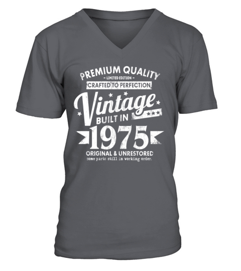 VINTAGE BUILT IN 1975 RETRO 46TH BIRTHDAY GIFT Men's V-Neck T-shirt