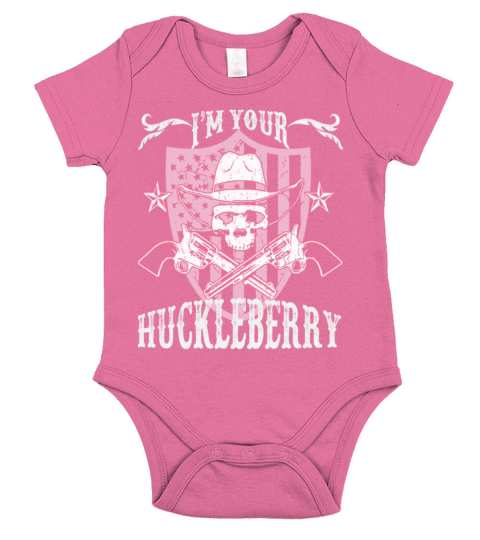 Im your Huckleberry - Skull and gun Short Sleeve Baby One-Piece