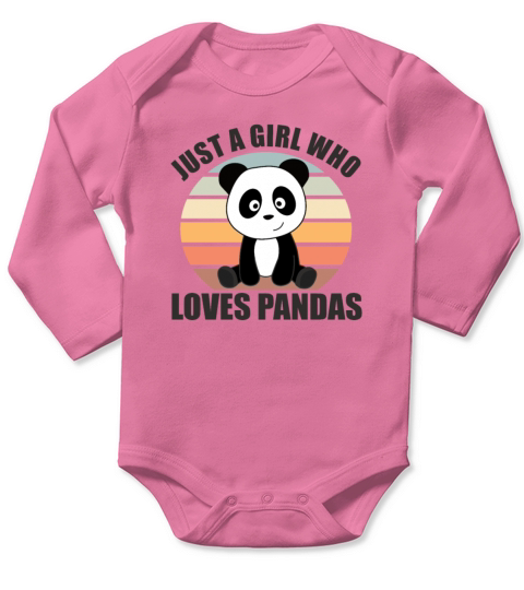 Just A Girl Who Loves Pandas Cute Panda Vintage Long Sleeve Baby One-Piece