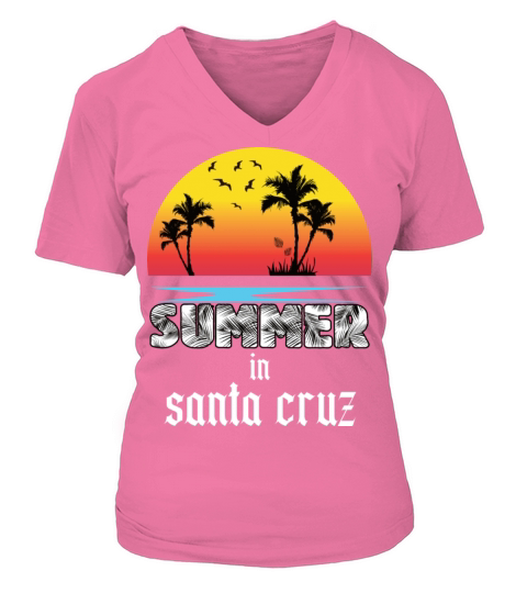 Summer in santa cruz beach holiday palm trees Women's V-Neck T-shirt