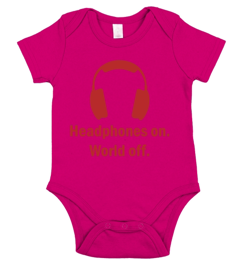 Headphones on World off Short Sleeve Baby One-Piece