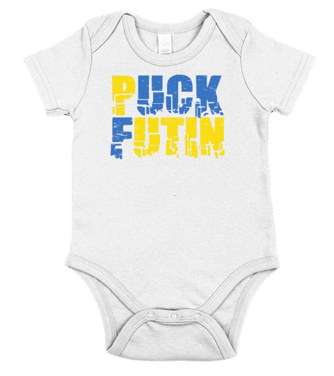 Support Ukraine Funny Puck Futin Flag T-Shirt Short Sleeve Baby One-Piece