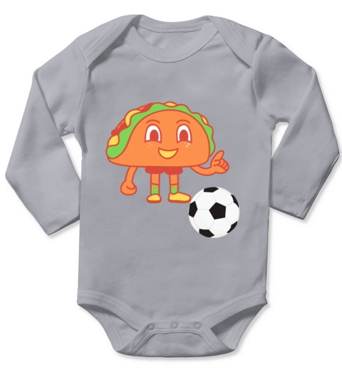 Football And Mexican Tacos Long Sleeve Baby One-Piece